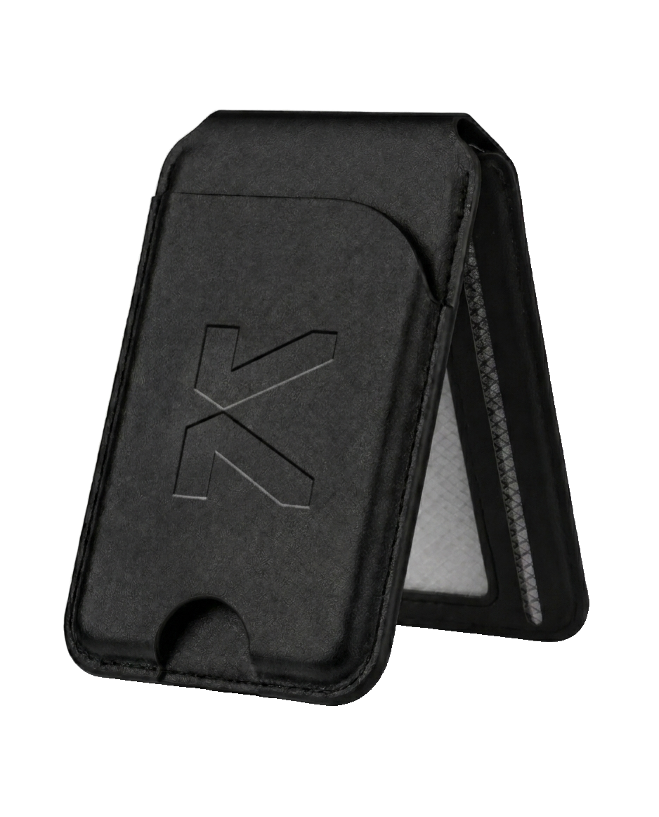 Co-branded foldable MagSafe wallet holding a KAST card