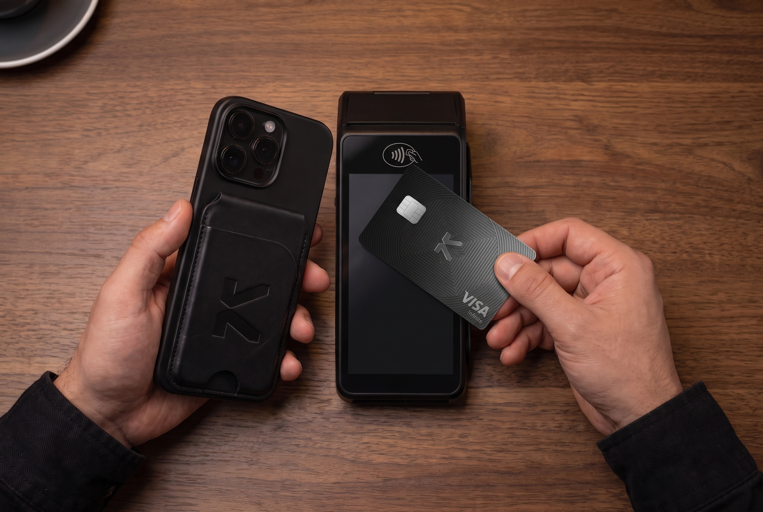 Tapping to pay with the wallet on the phone